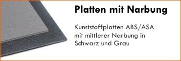 Kunststoffplatten ABS/ASA mit mittlerer Narbung in Schwarz und Grau